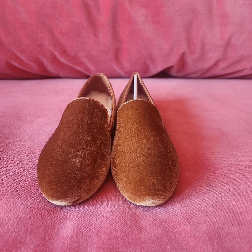 Birdies Starling Amber Velvet Loafers, Faux Fur Lined, Size 7